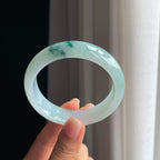 糯冰宽版飘花翡翠平安镯（58.5mm）（yc378054）