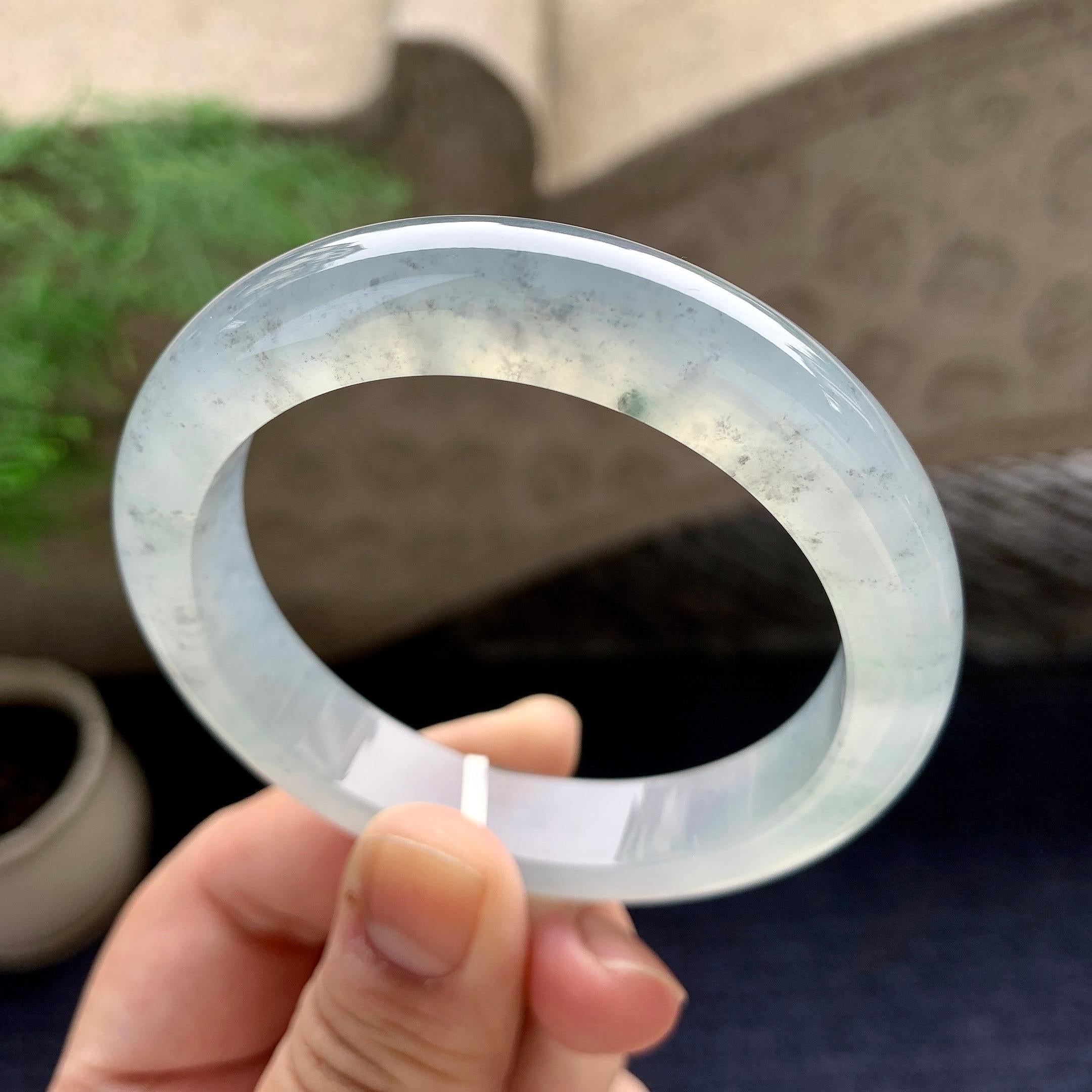 糯冰种乌鸡平安镯（54.3mm）（yc198231）