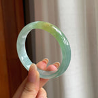 糯冰蓝晴飘黄翡翠平安镯（56.3mm)（yc417009）