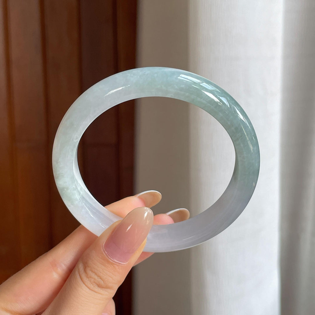 糯冰带底色翡翠平安镯（58.4mm)（yc415330）