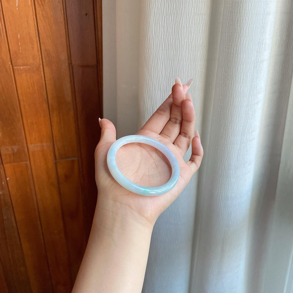 细糯冰飘花翡翠美人条手镯（55.8mm）（yc277415）