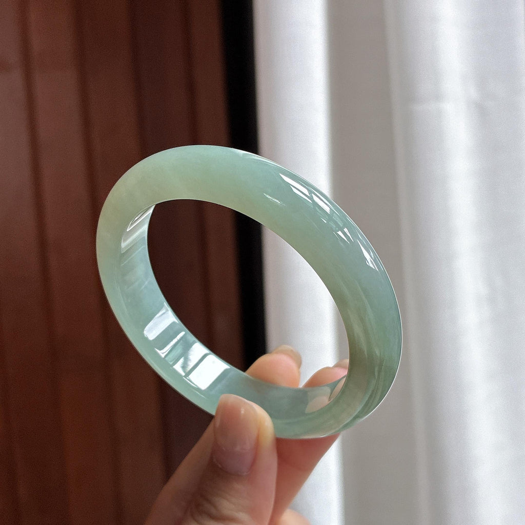 糯冰湖水绿正圈平安镯 55圈 天然缅甸A货翡翠（yc482246）
