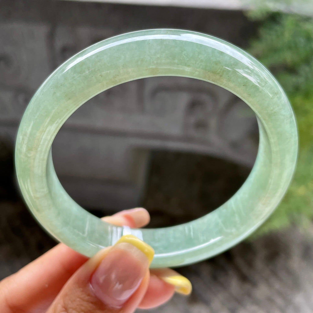 细糯种湖水绿正圈平安镯57.5圈        天然缅甸A货翡翠（yc389225）