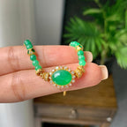 18k金糯冰种满绿蛋面手链（yc233835）