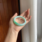 糯冰带色翡翠平安镯(54mm)（yc415362）