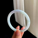 糯冰淡春底翡翠圆条手镯（56.3mm)（yc342195）