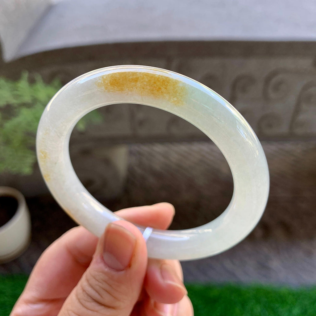 细糯种黄翡圆条手镯（53.6mm）（yc246657）