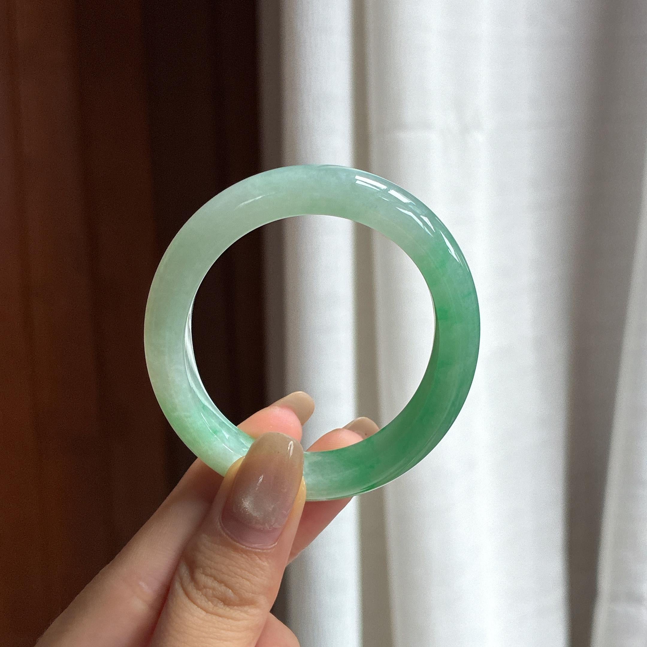 糯冰半水半水贵妃镯 49圈 天然缅甸A货翡翠（yc454399）