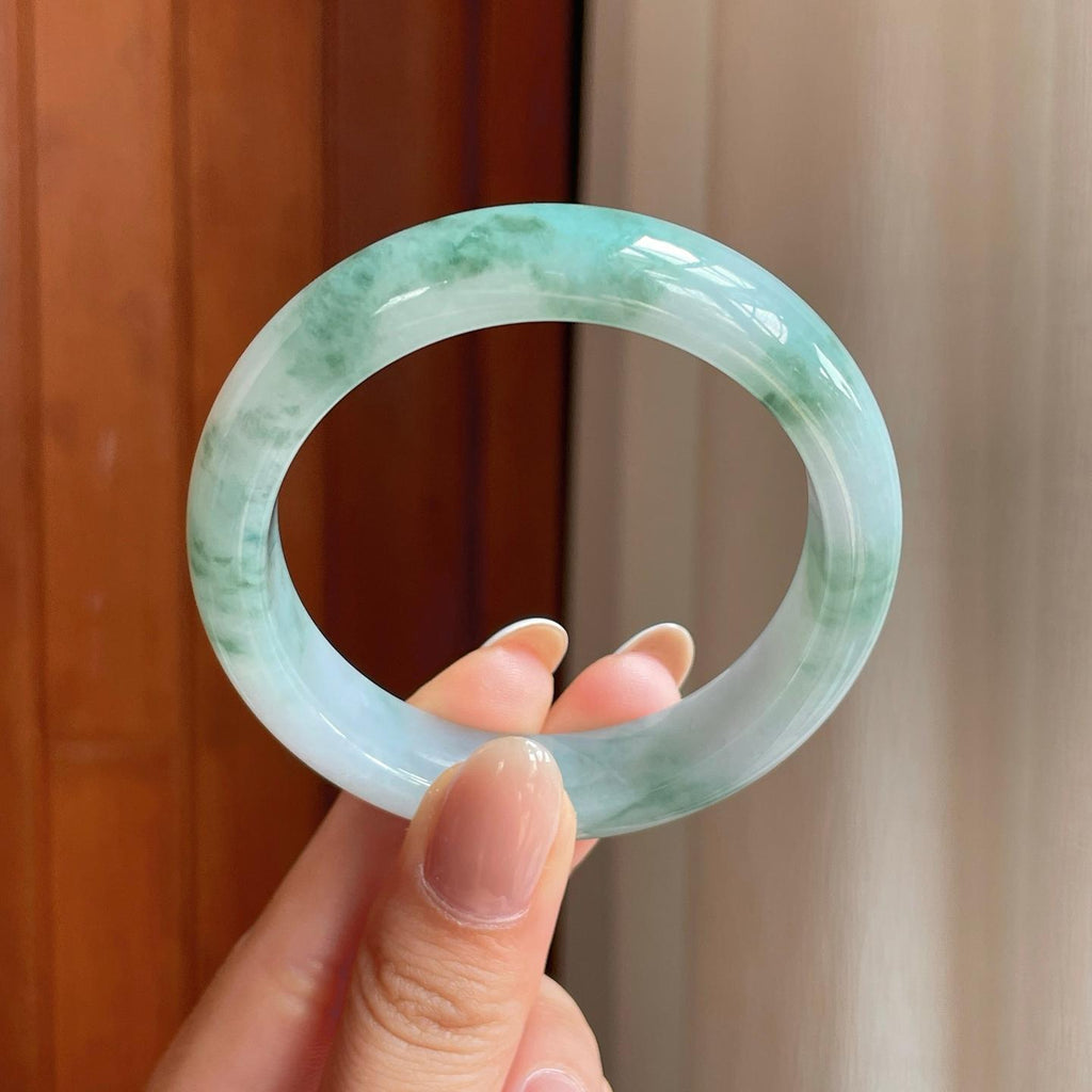 糯冰飘花翡翠平安镯（51mm）（yc369196）