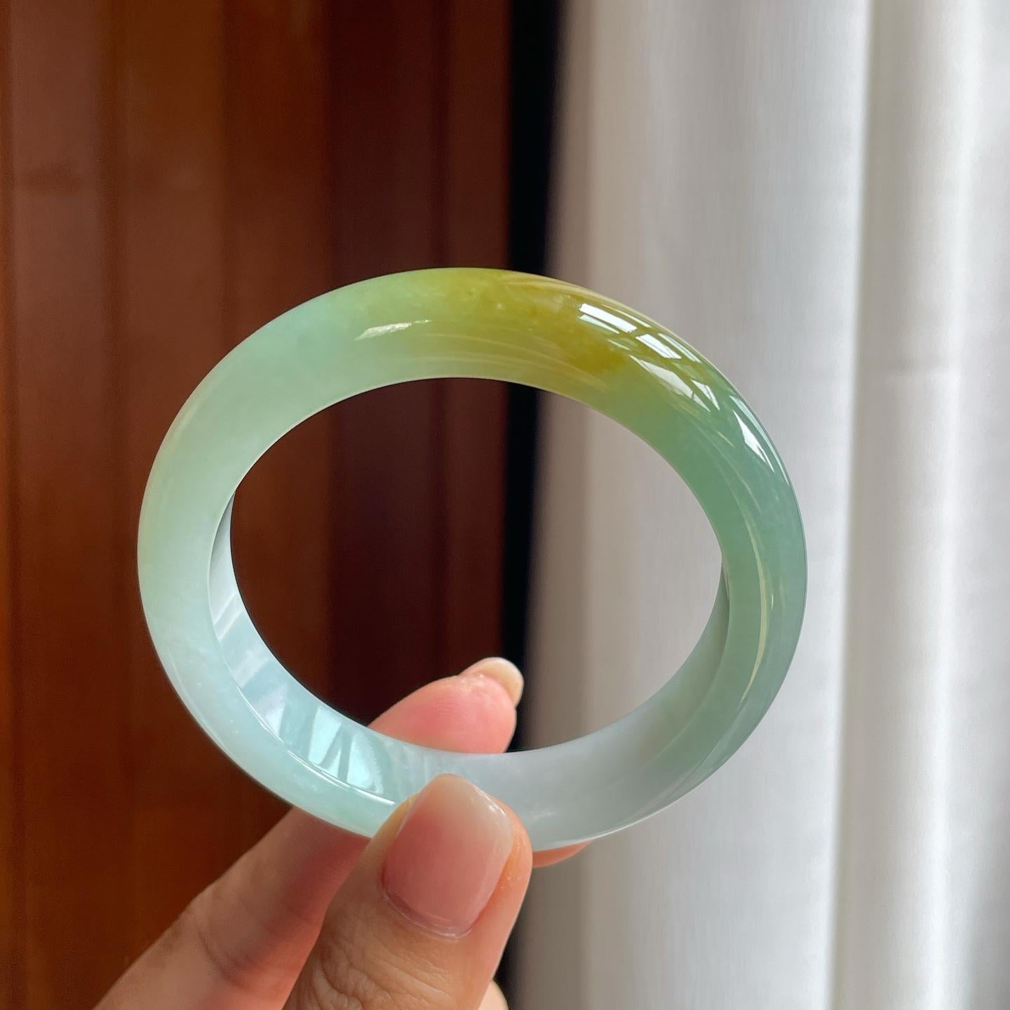 糯冰黄翡翡翠平安镯（54mm）（yc397194）