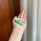 糯冰带色翡翠贵妃镯（53.4mm)（yc354334）