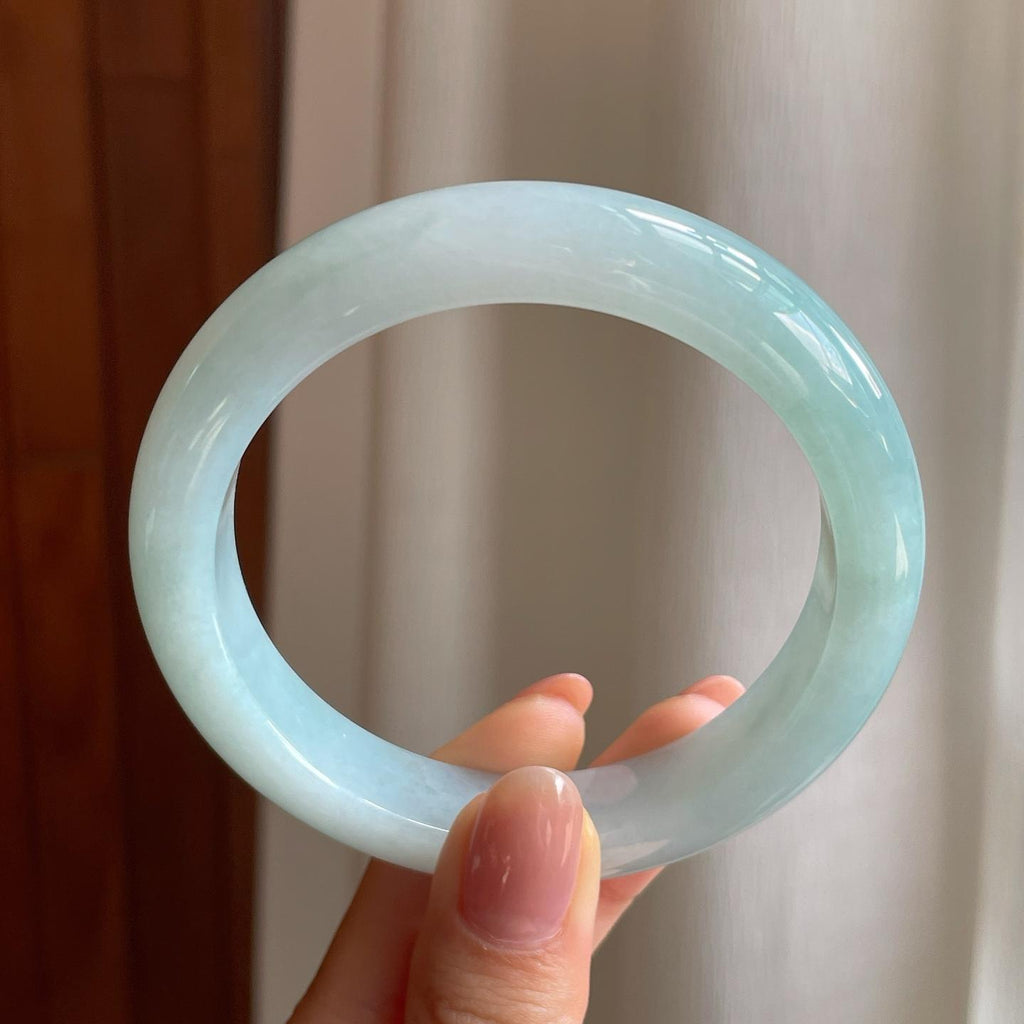 糯冰蓝晴底翡翠平安镯（60mm）（yc333078）