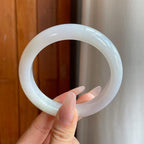 糯冰白月光翡翠平安镯（60.5mm）（yc283256）