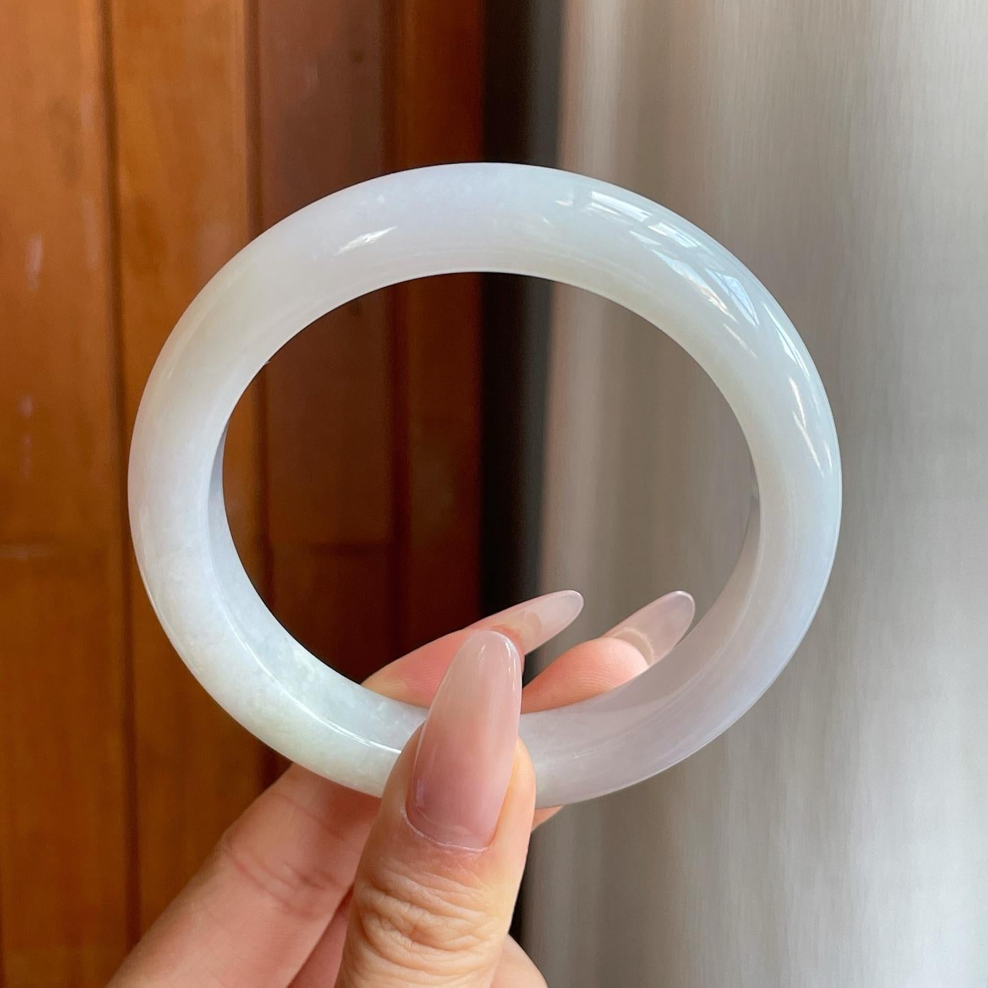 糯冰白月光翡翠平安镯（60.5mm）（yc283256）