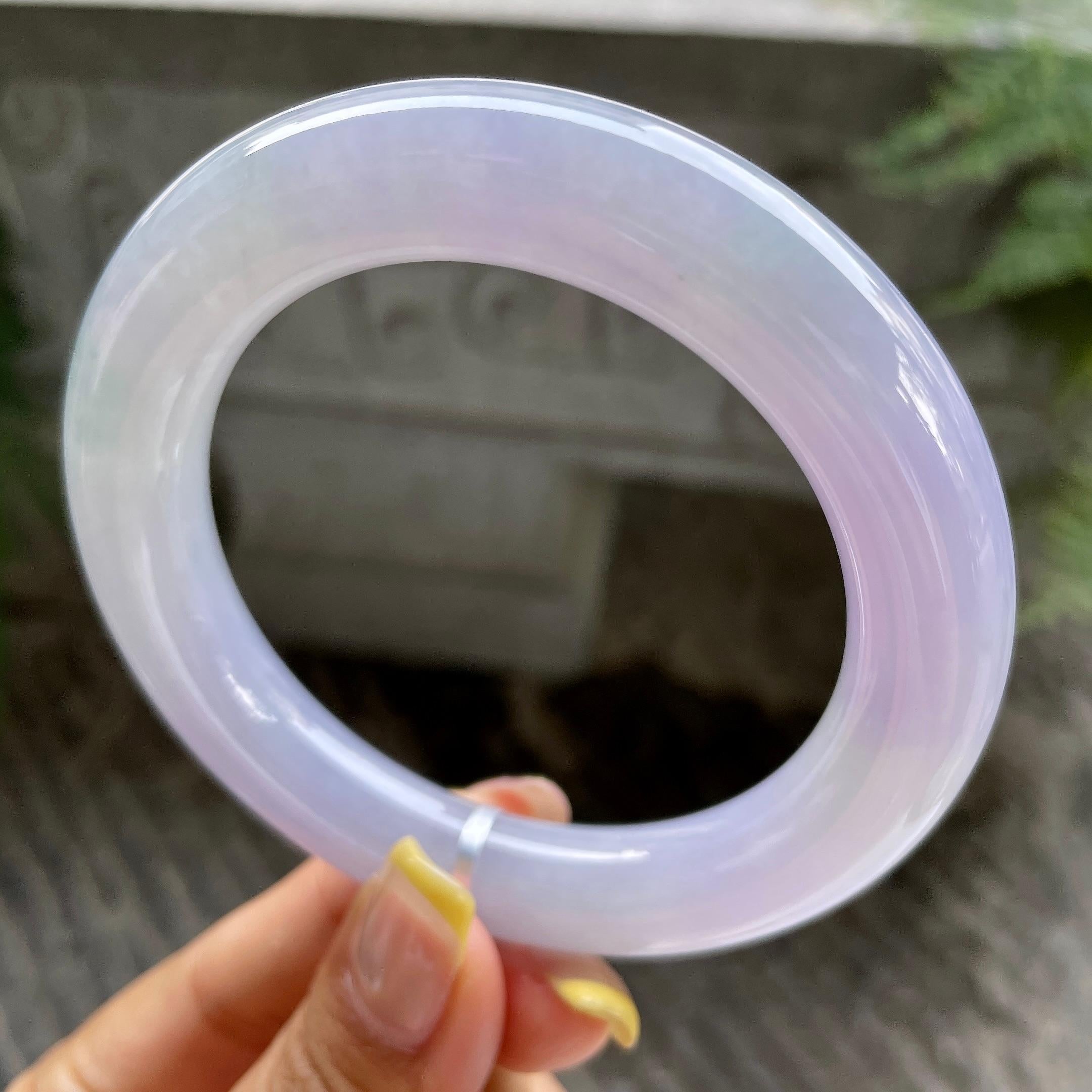 大圈口    细糯种紫罗兰圆条手镯59.1圈       天然缅甸A货翡翠（yc390016）