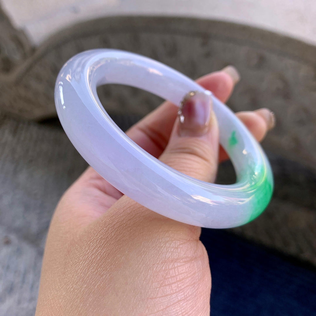 糯冰种春彩圆条手镯（53.6mm）（yc290962）