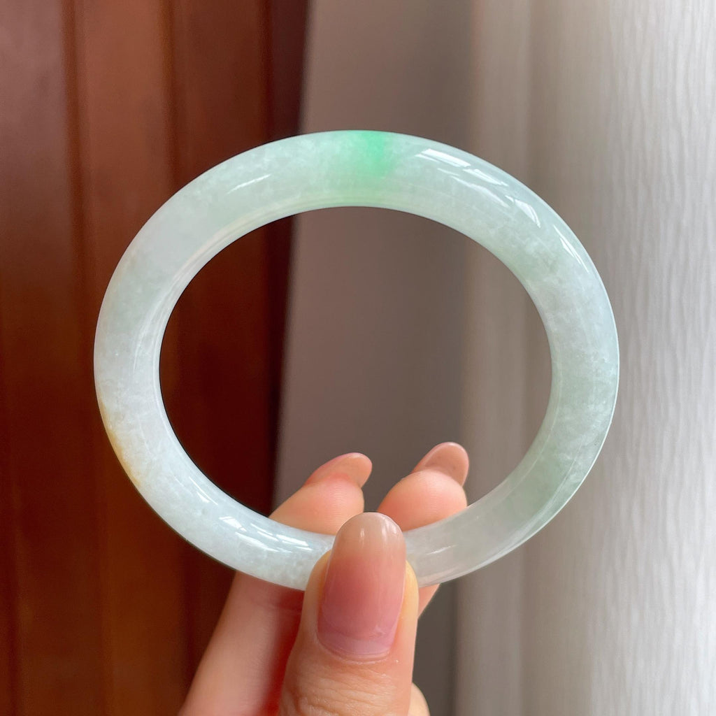糯冰黄翡特色翡翠圆条手镯（52.7mm)（yc350442）