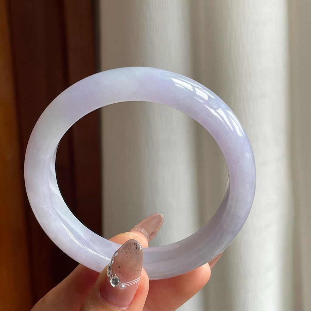细糯冰紫罗兰翡翠平安镯（56.8mm）（yc185597）