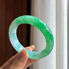 糯冰满圈绿花翡翠平安镯（55.8mm）（yc418895）