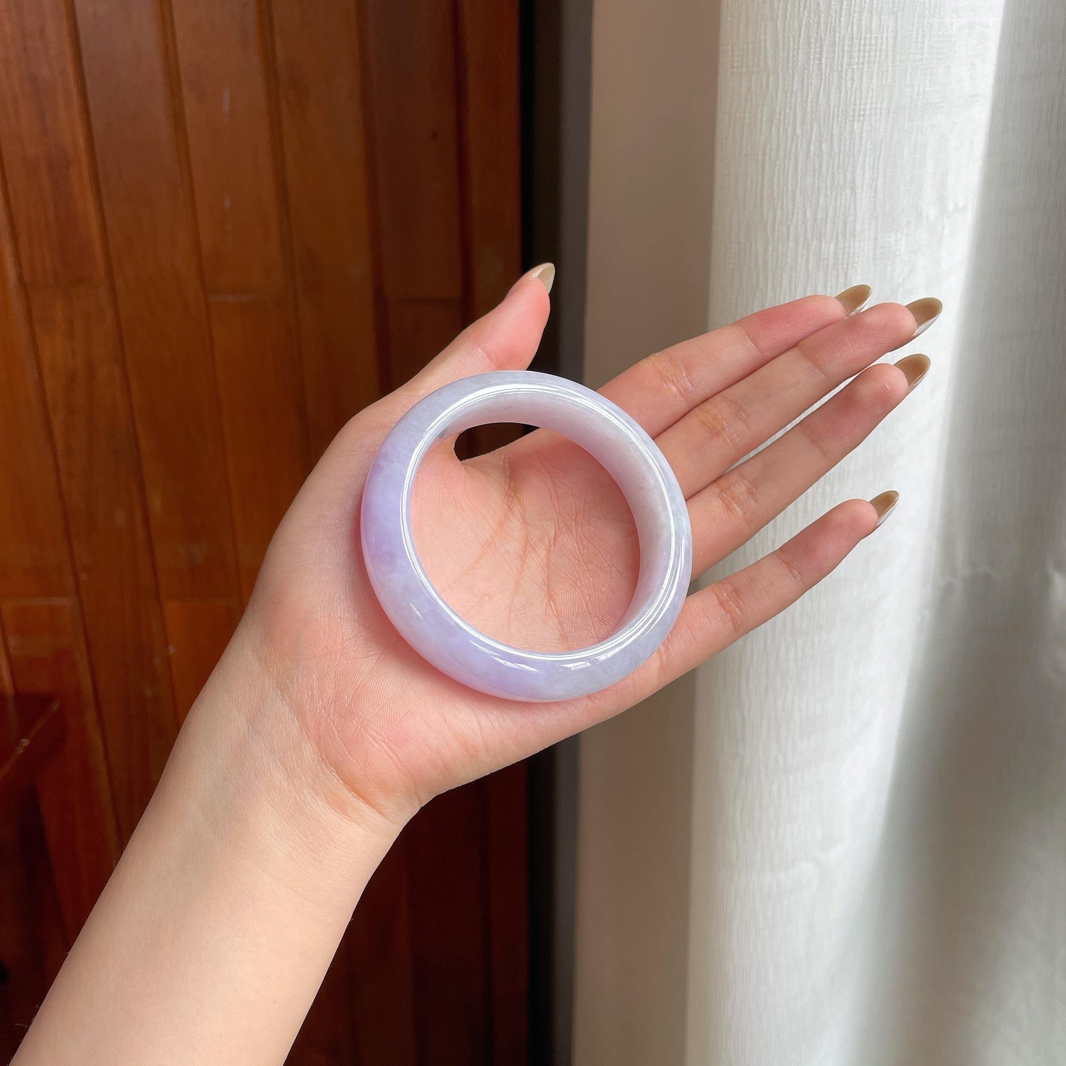 糯冰紫罗兰宽版翡翠平安镯（55mm)（yc407457）