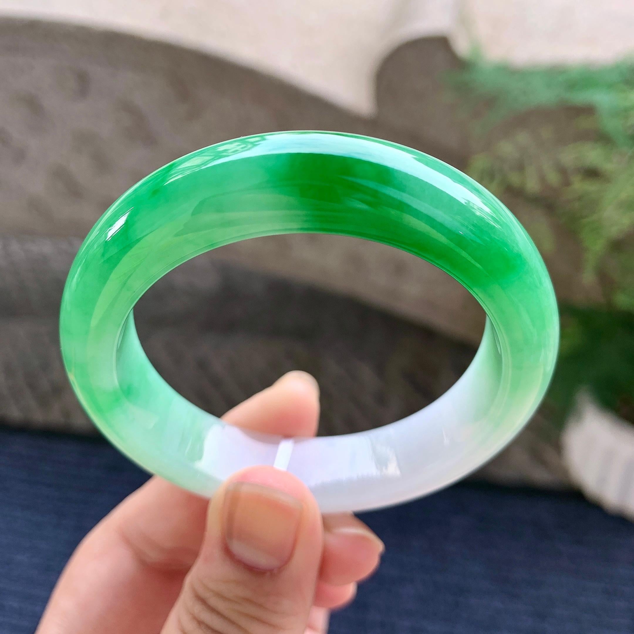细糯种飘阳绿平安镯（51.7mm）（yc233893）