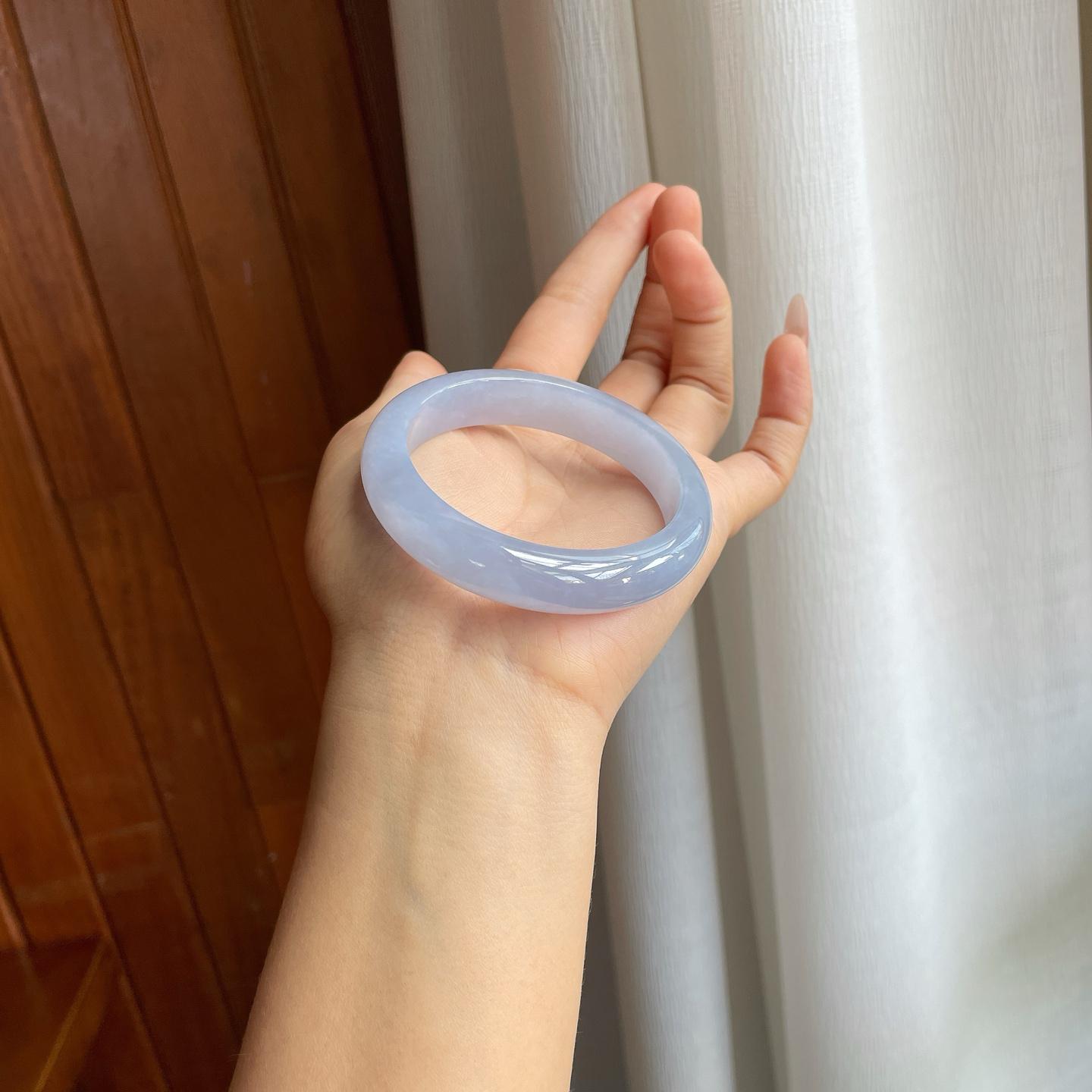 冰种紫罗兰翡翠平安镯（54.5mm）（yc312898）