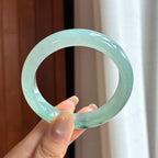 冰种飘花正圈平安镯 53圈 天然缅甸A货翡翠（yc453964）