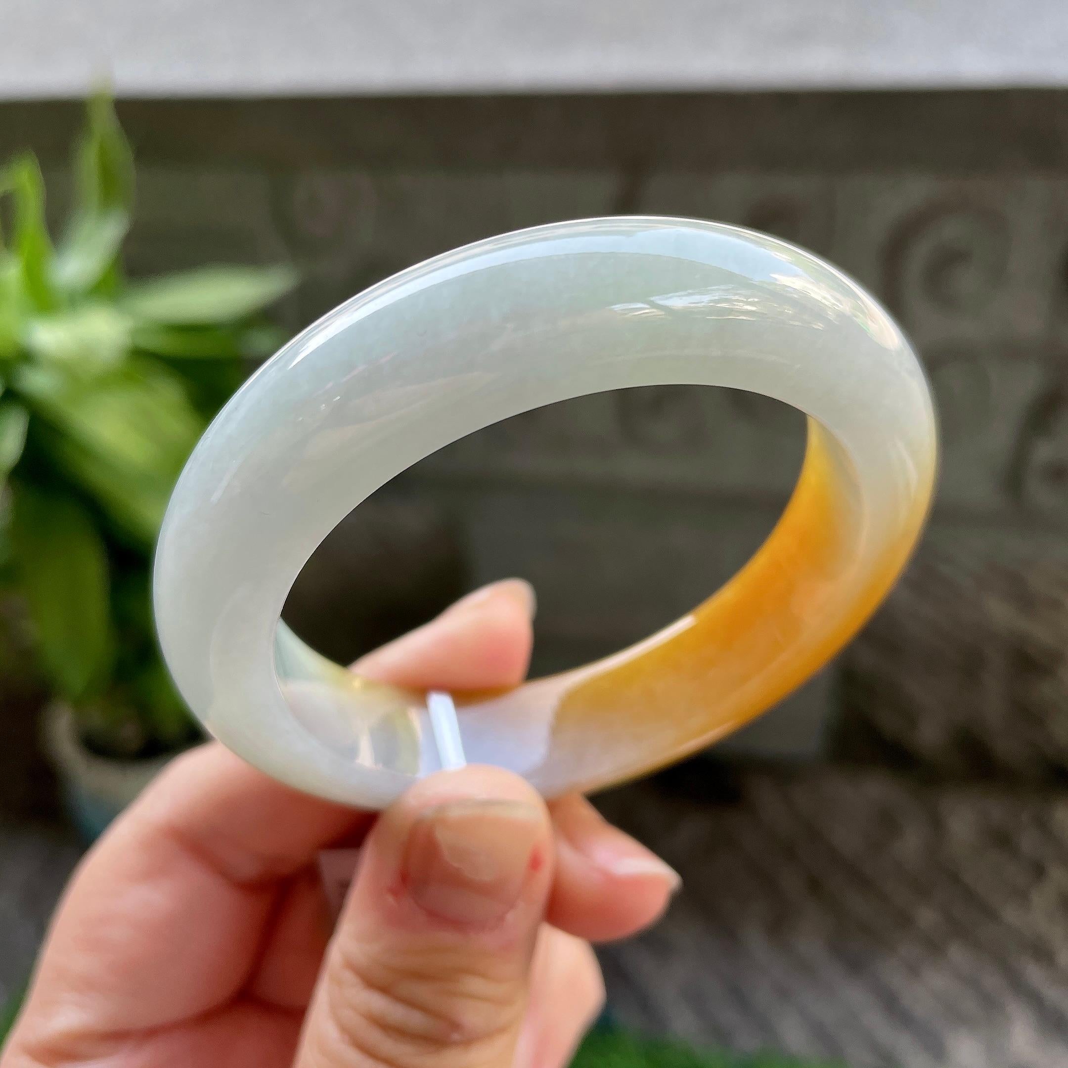 细糯种黄翡平安镯（51mm）（yc310092）