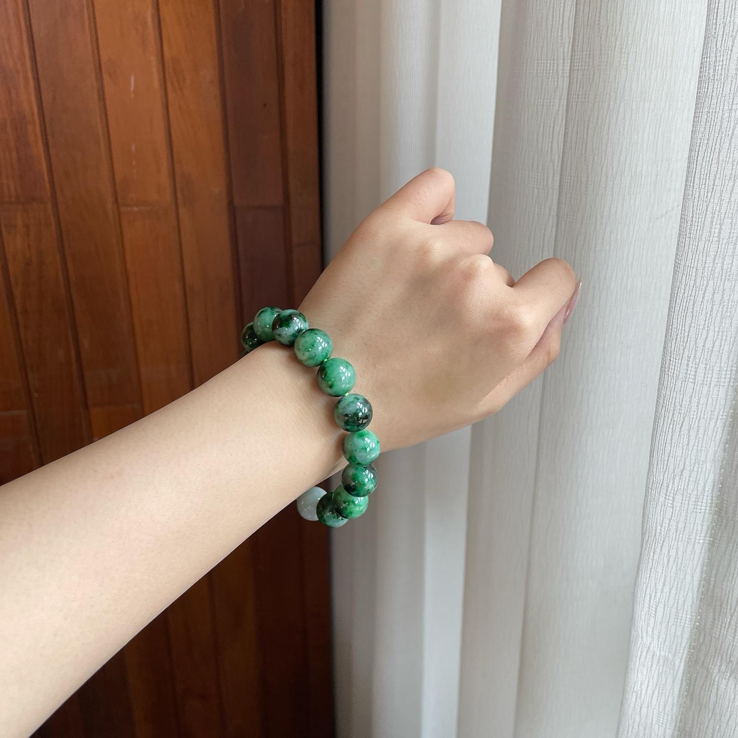 细糯冰油青翡翠珠串手串（yc278708）