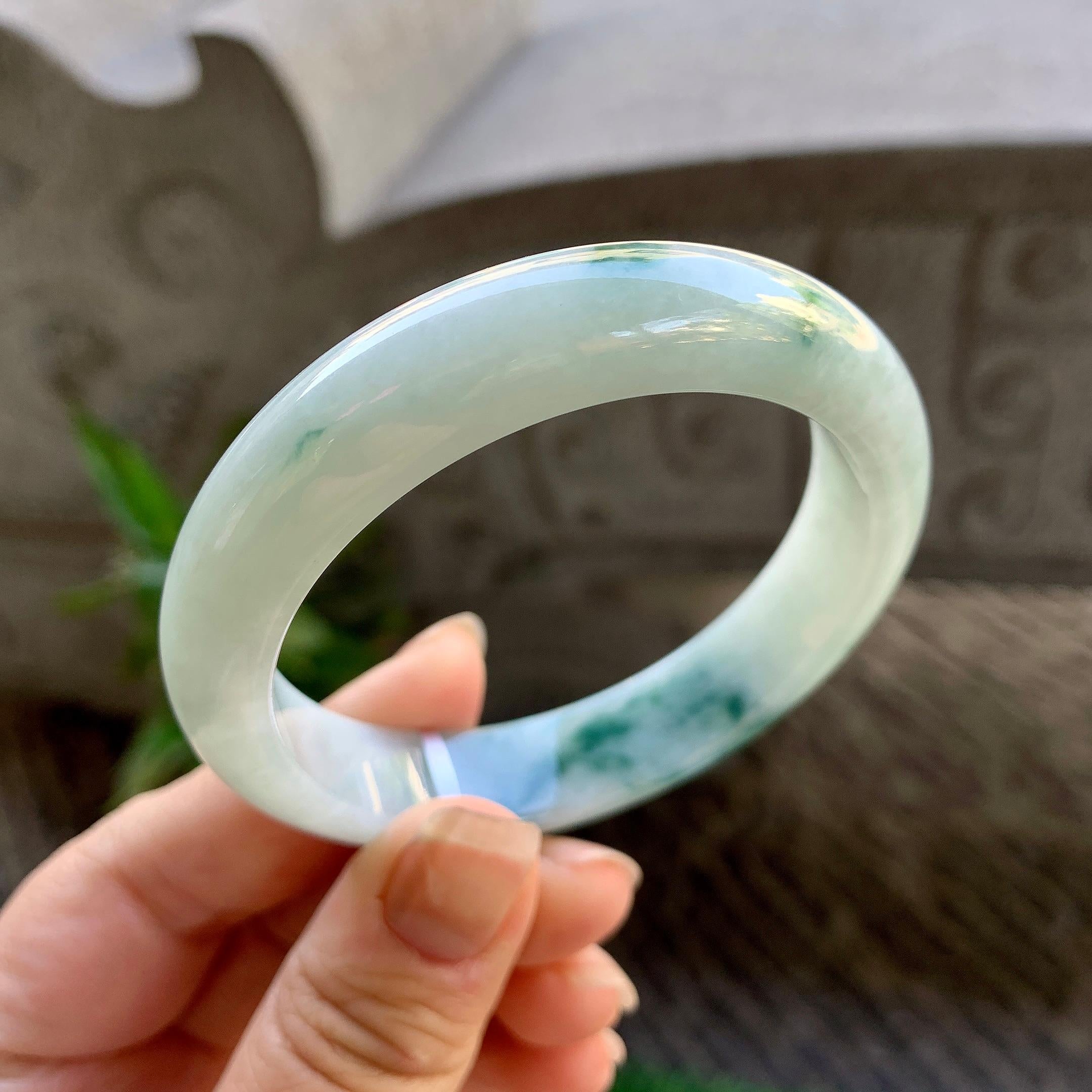 细糯种飘花平安镯（54.3mm）（yc308175）