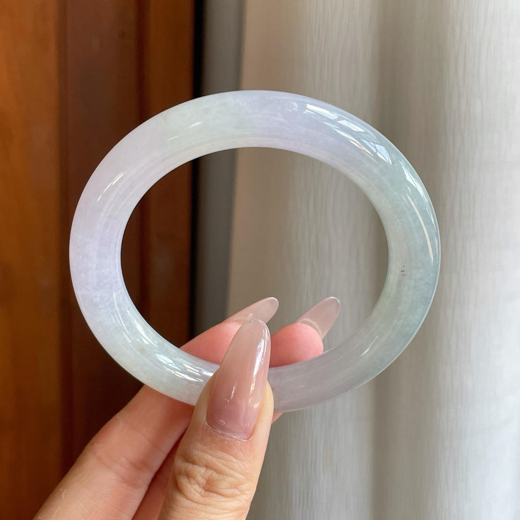 冰种椿彩翡翠圆条手镯（55.7mm）（yc278187）