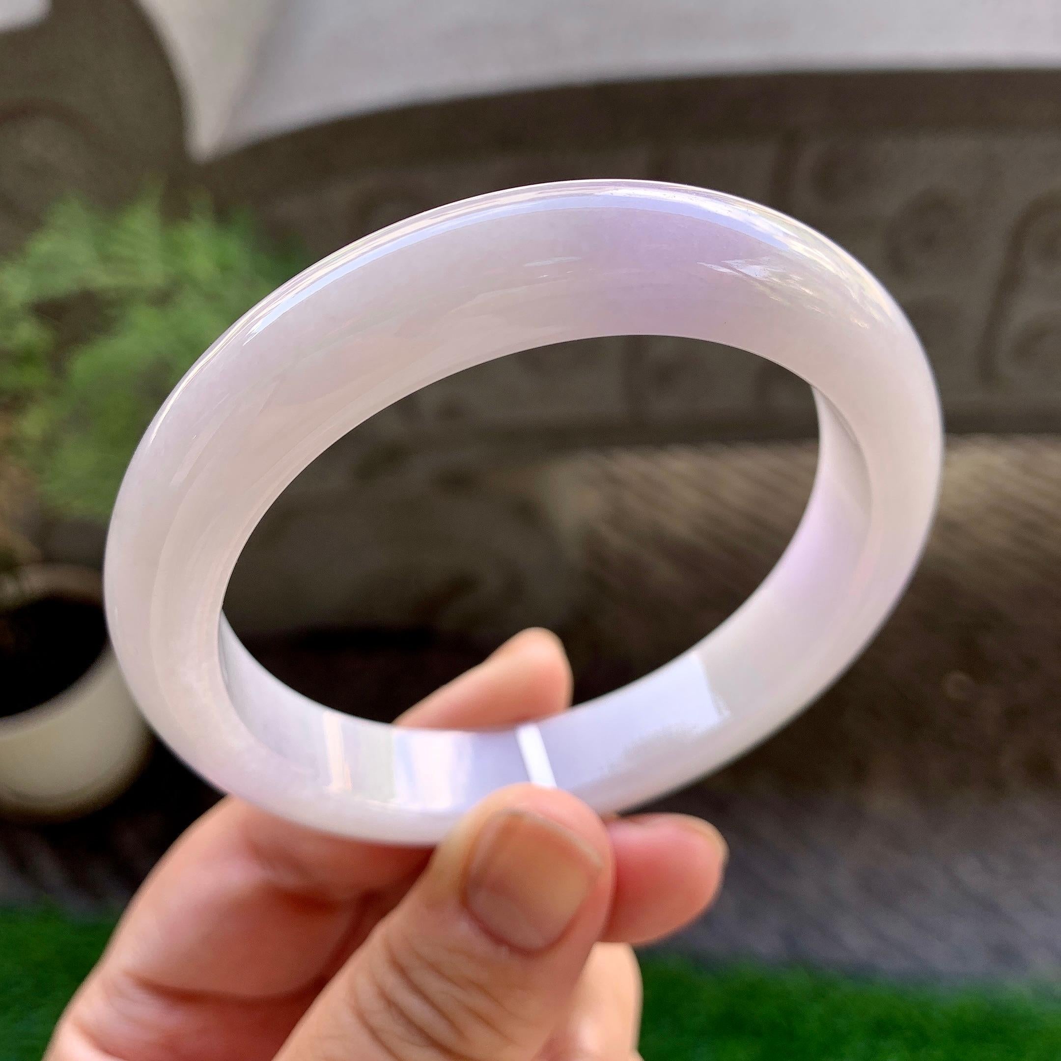 细糯种淡紫罗兰平安镯（58.4mm）（yc229799）