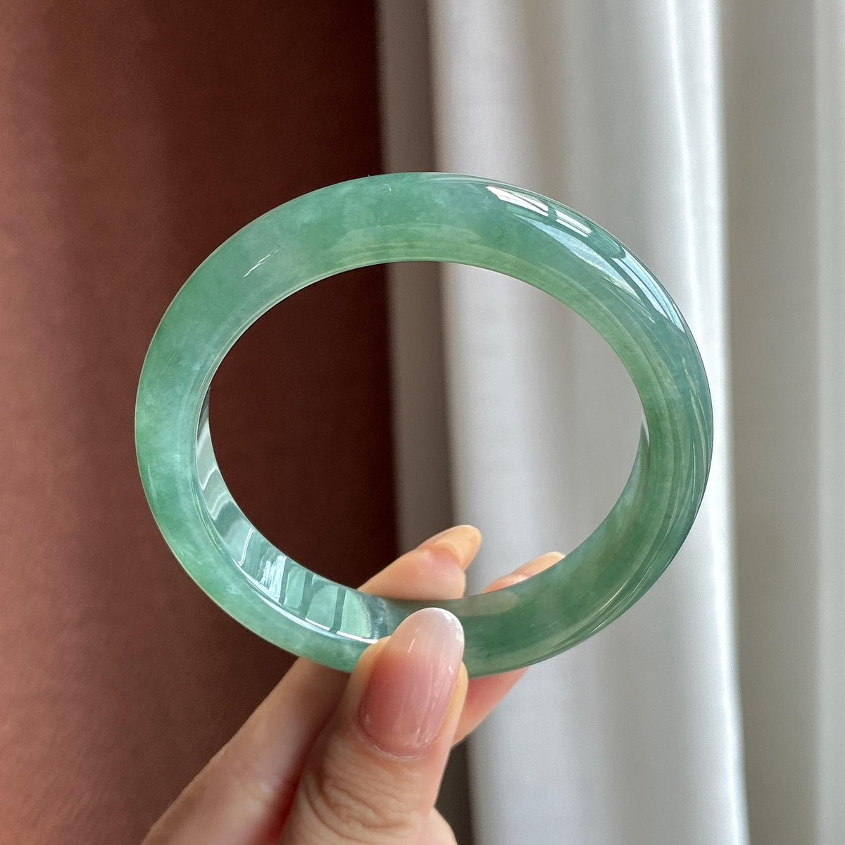 糯冰湖水绿正圈平安镯 57圈（yc732808）