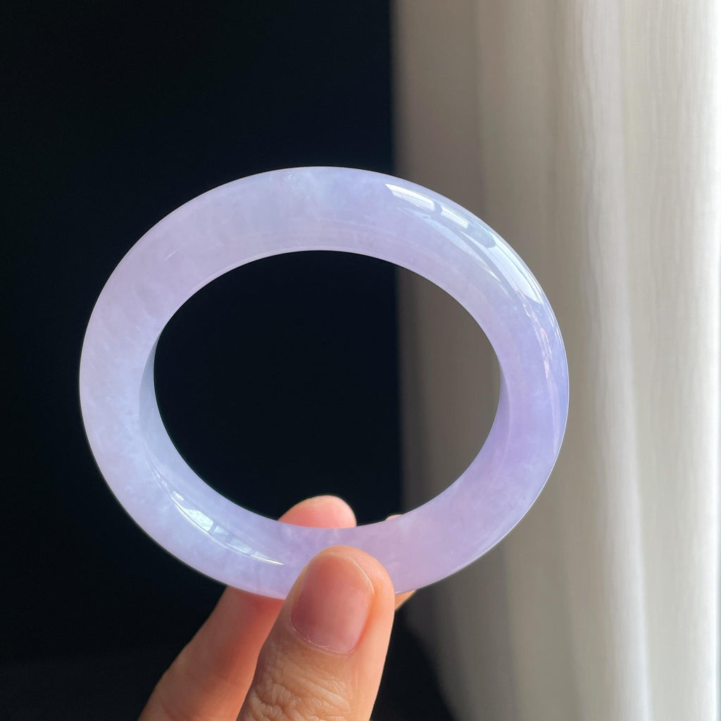 糯冰种紫罗兰翡翠平安镯（54.6mm)（yc349447）