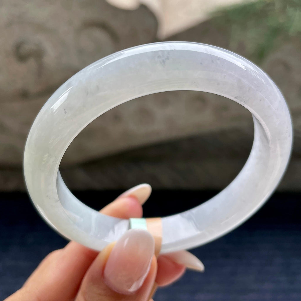 细糯种乌鸡飘花正圈平安镯57圈         天然缅甸A货翡翠（yc405543）