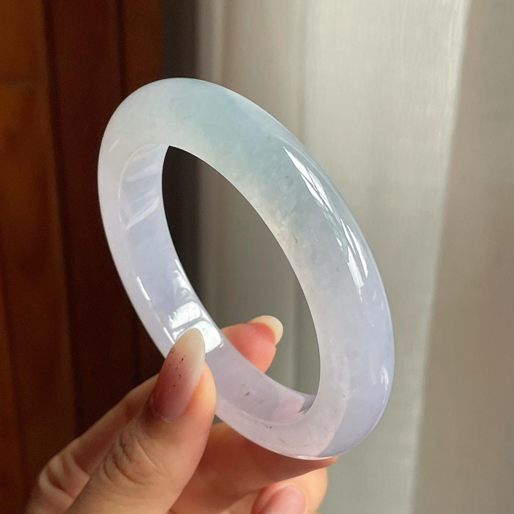 冰种淡紫底翡翠平安镯（56mm）（yc206756）