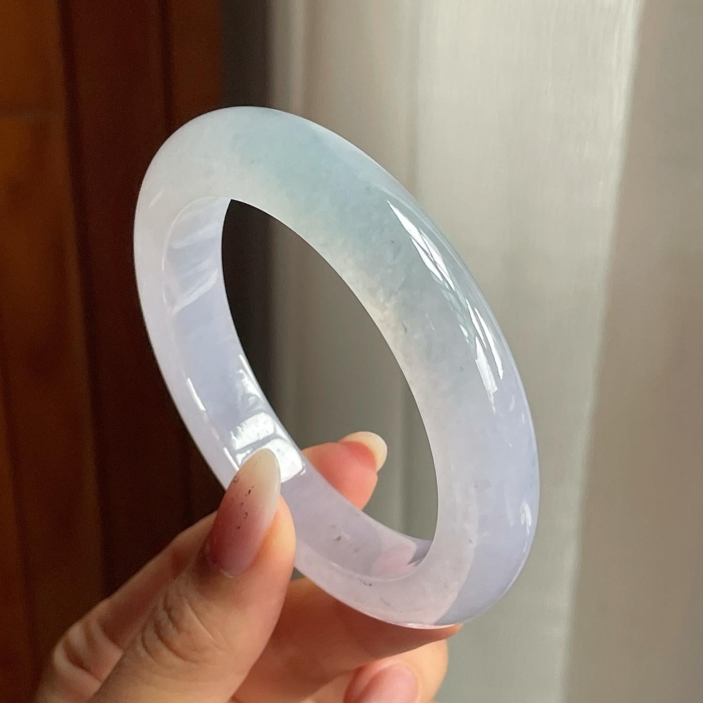 冰种淡紫底翡翠平安镯（56mm）（yc206756）