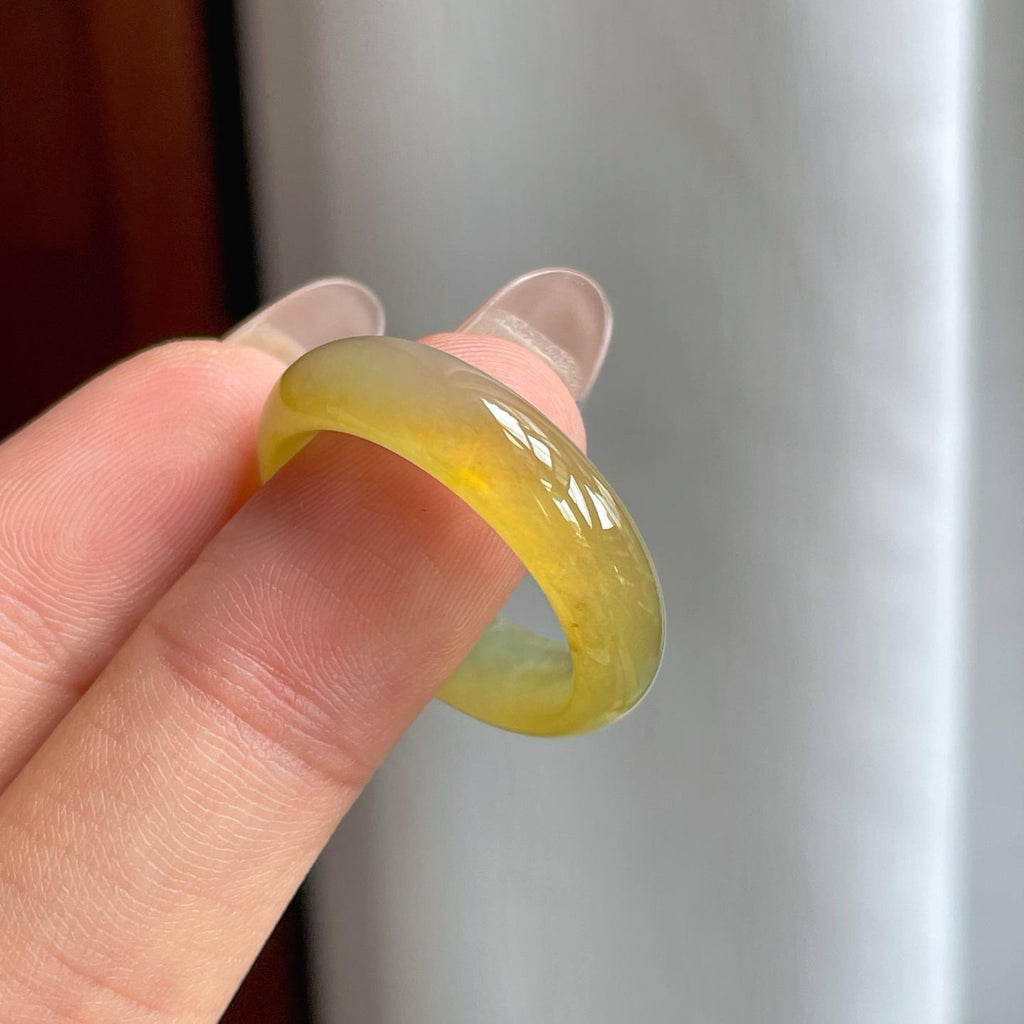 糯冰黄翡翡翠戒圈（yc246169）