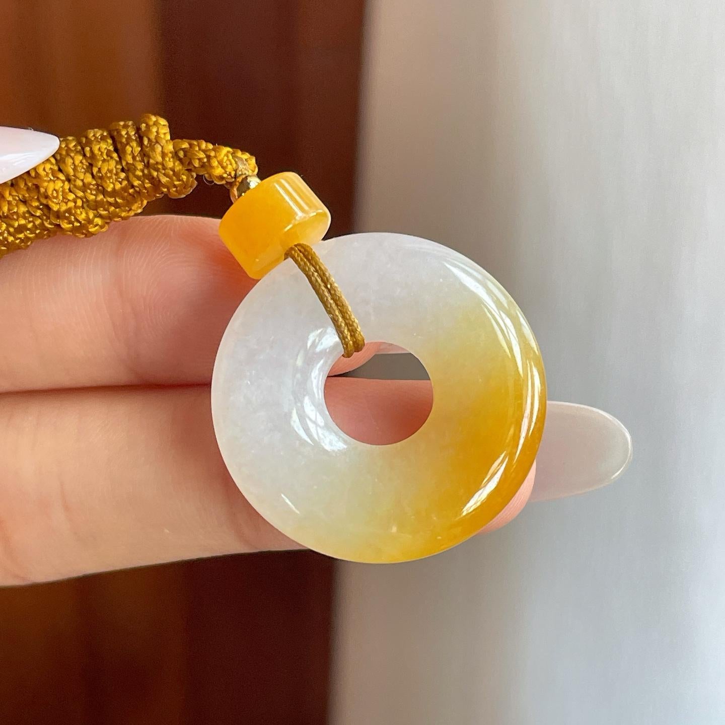 糯冰黄翡翡翠平安扣（yc269031）