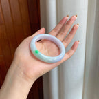 糯冰淡紫底带色翡翠平安镯（51.6mm)（yc373869）