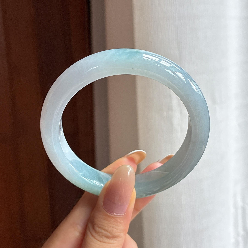 糯冰蓝晴翡翠平安镯（56.3mm)（yc417239）