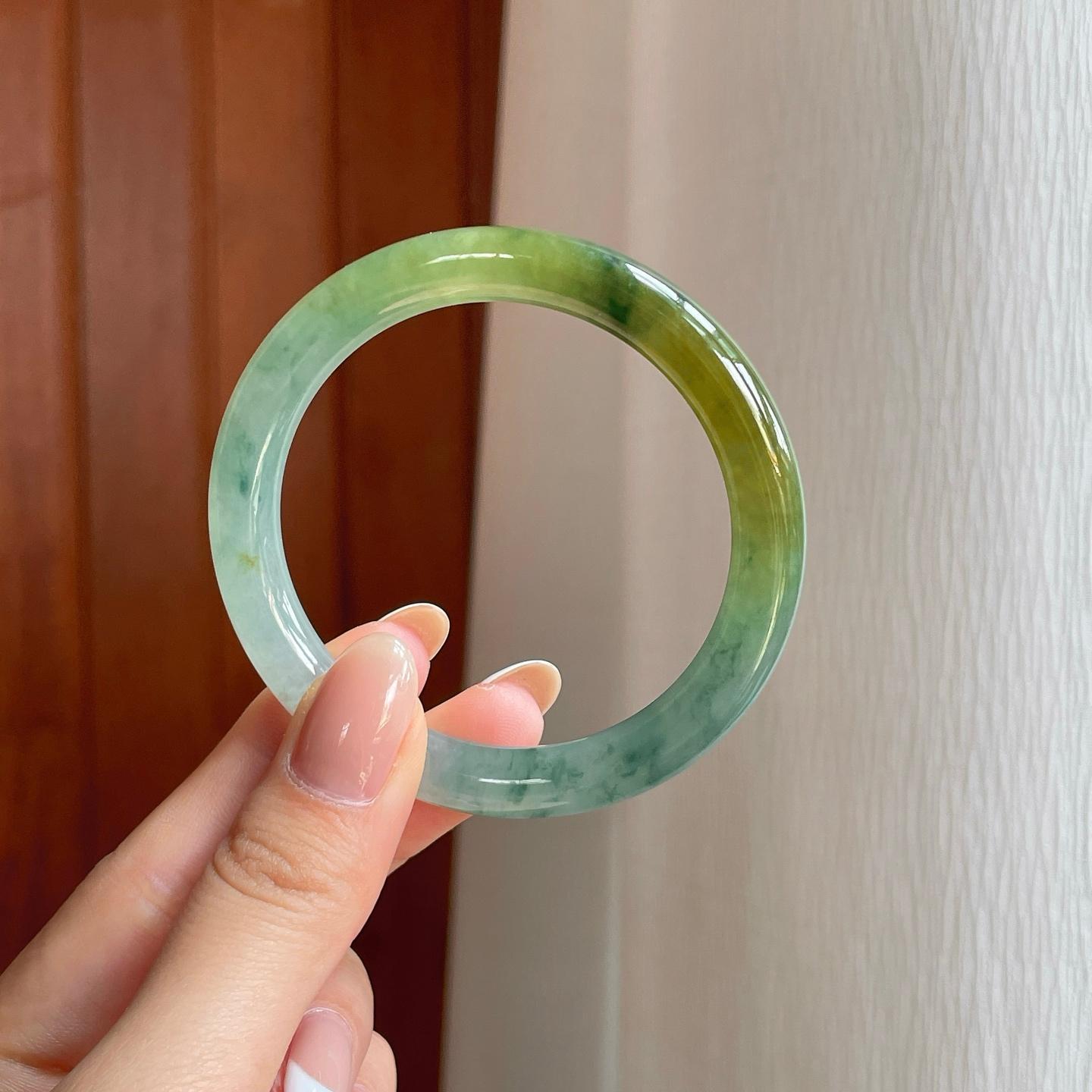冰种黄翡飘花特色镯（51.6mm）（yc374100）