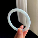 糯冰淡春底翡翠圆条手镯（56.3mm)（yc342195）