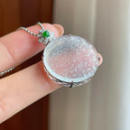 冰玻种雪花棉翡翠无事牌（yc328027）