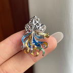 18k金钻镶糯冰满绿翡翠金鱼胸针（yc260369）