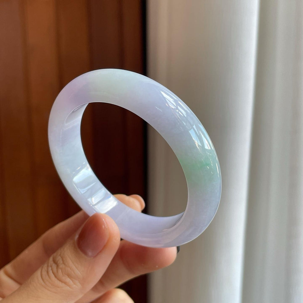 糯冰淡春彩翡翠平安镯（50.5mm）（yc276395）