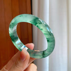 冰玻种飘花翡翠平安镯（56mm）（yc318593）
