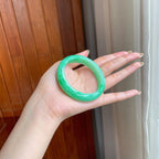 糯冰满绿翡翠平安镯（54mm)（yc406288）