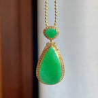 18k真金真钻镶糯冰满绿翡翠水滴（yc242747）