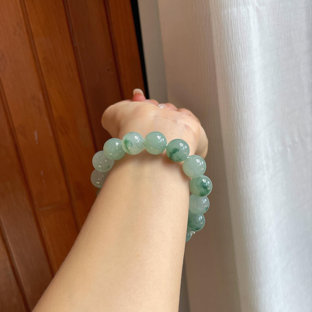 糯冰种飘花珠串手串（yc781104）